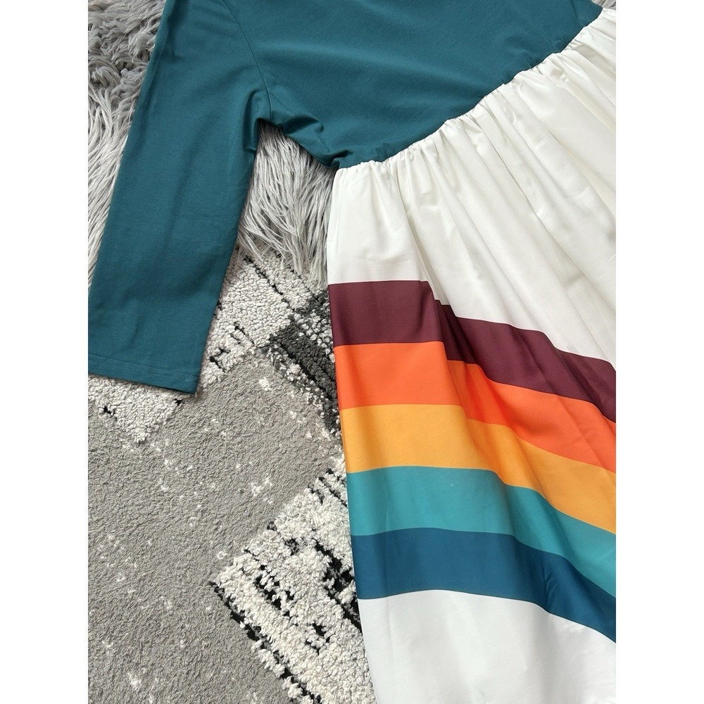Oopsie Daisy Girl's Teal Hi Lo Rainbow Dress Size 12 NWT - Picture 3 of 5